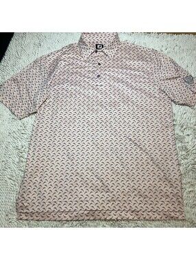 FootJoy Polo Mens XL Pink Dolphin Print Golf Performance Short Sleeve BGCC